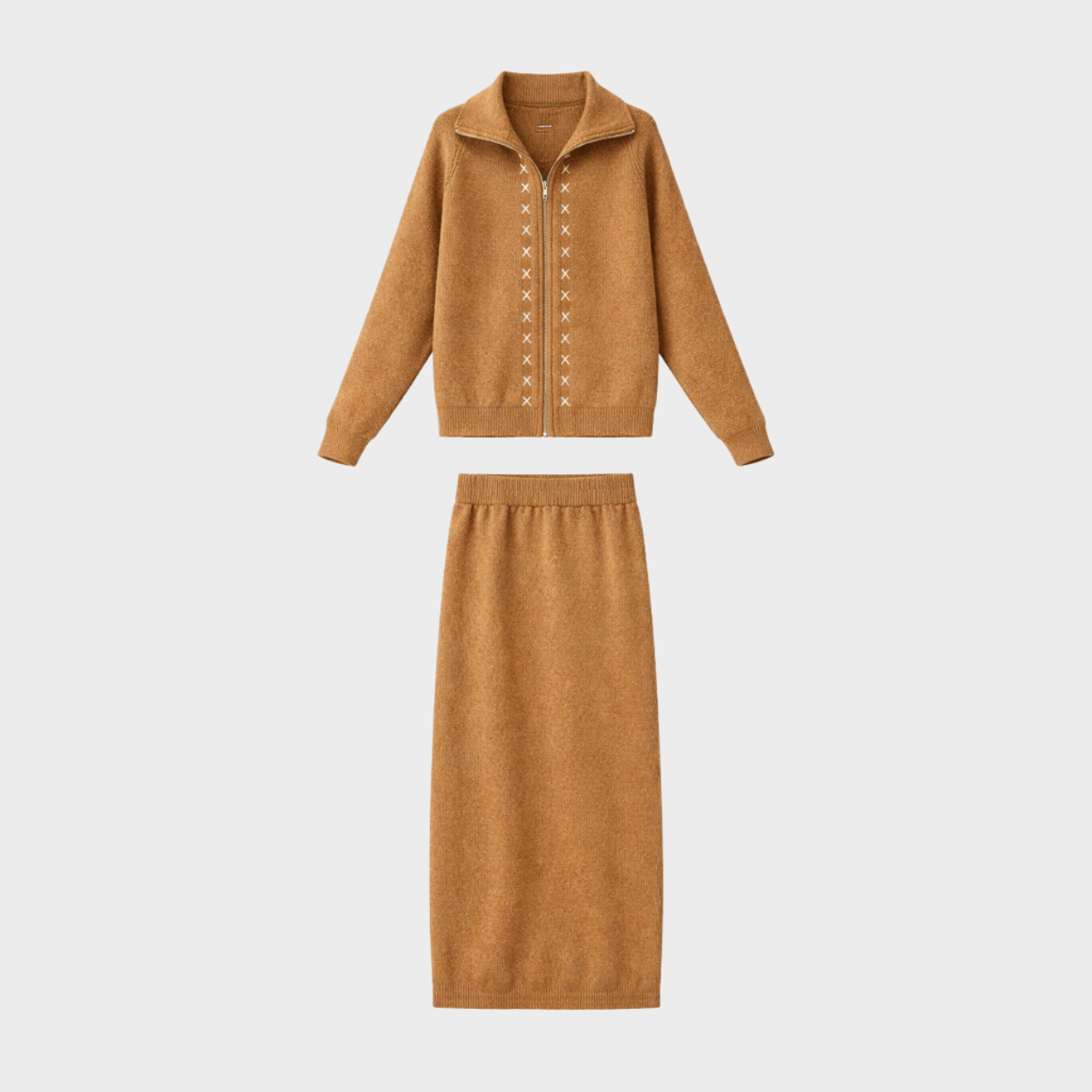 Brooklyn | Knit Zip Cardigan &amp; Midi Skirt Set