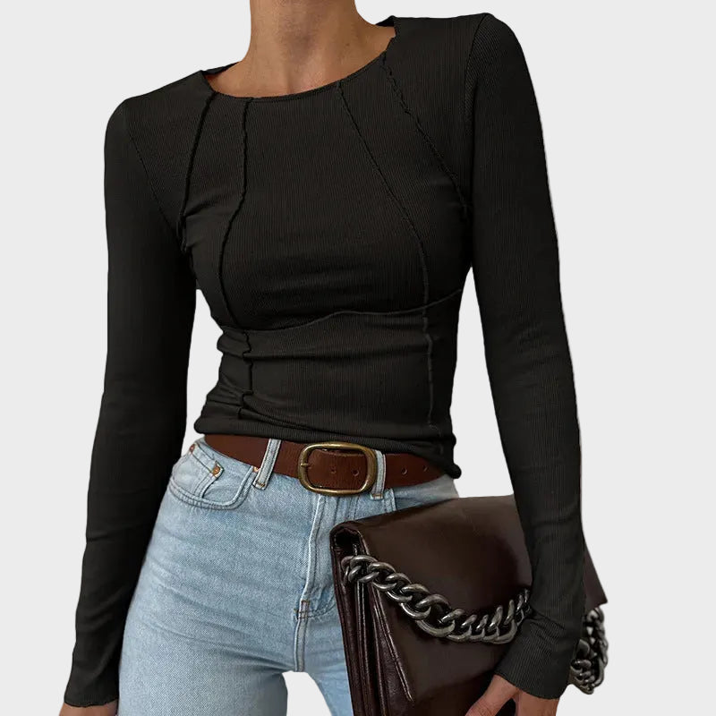 Skylar | Sculpted Ribbed Long Sleeve Top