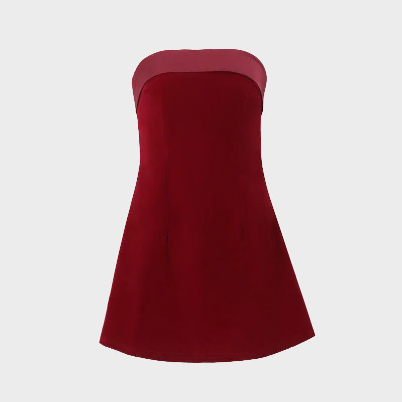Veluna | Strapless Velvet Mini Dress