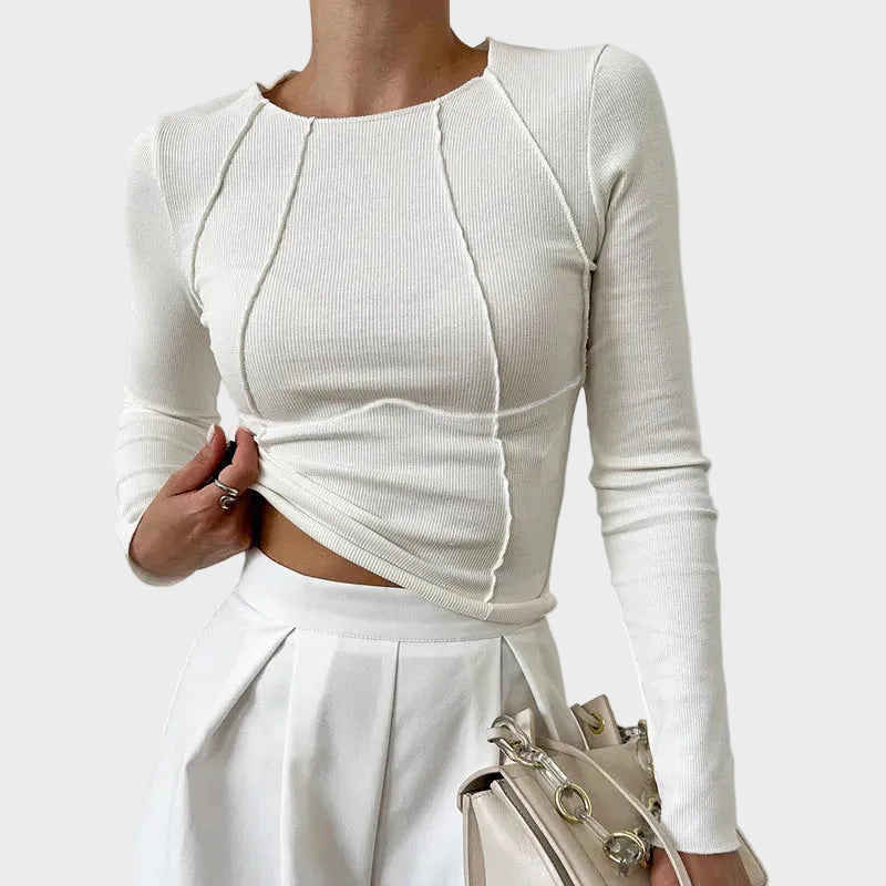 Skylar | Sculpted Ribbed Long Sleeve Top
