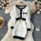 Céleste | Cropped Knit Cardigan & Mini Skirt Set