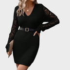 Sélira | Soft Knit Lace-Sleeve Dress
