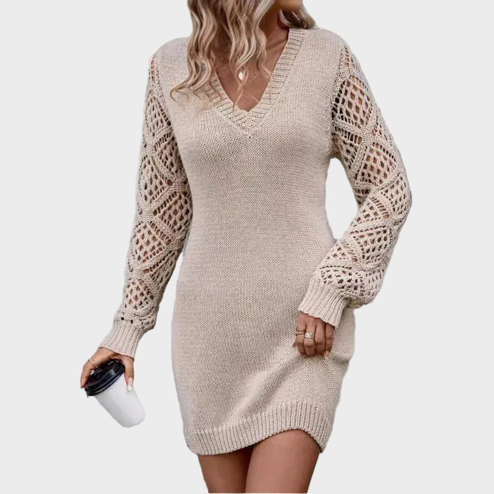 Sélira | Soft Knit Lace-Sleeve Dress