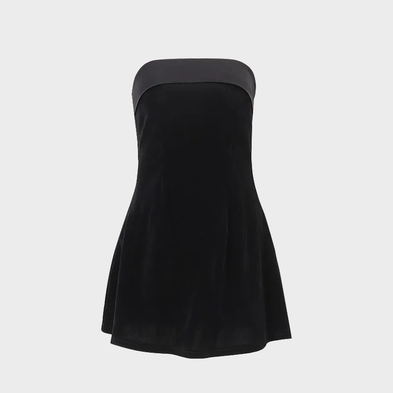 Veluna | Strapless Velvet Mini Dress