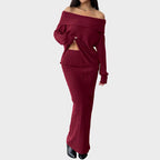 Valentina | Off-Shoulder Knit Top & Maxi Skirt Set