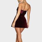Veluna | Strapless Velvet Mini Dress