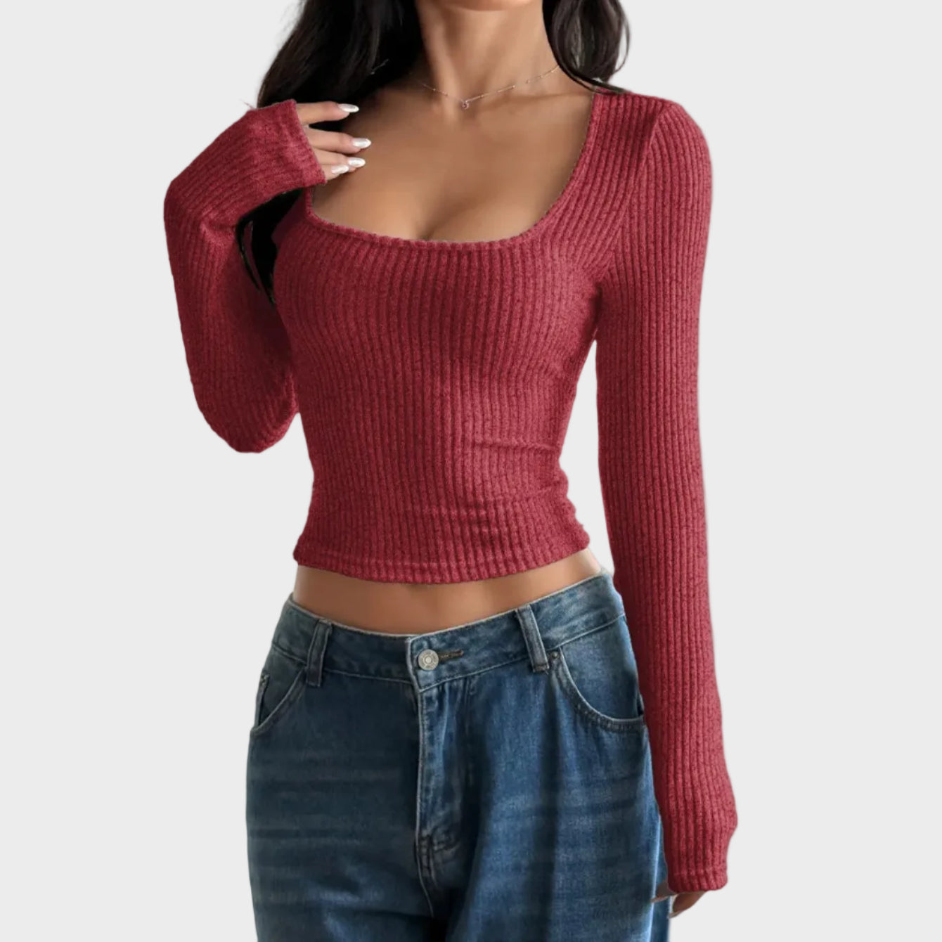 Calista | Ribbed Square Neck Top