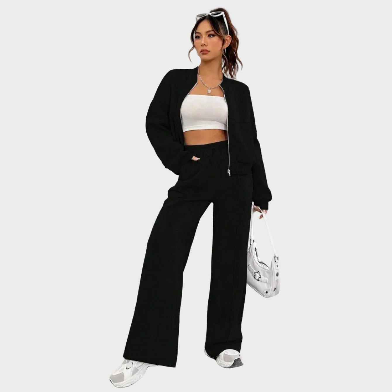 Amélie | Relaxed Zip Jacket & Wide-Leg Pants Set