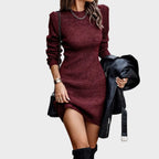 Maelis | Ribbed Knit Shoulder-Detail Dress