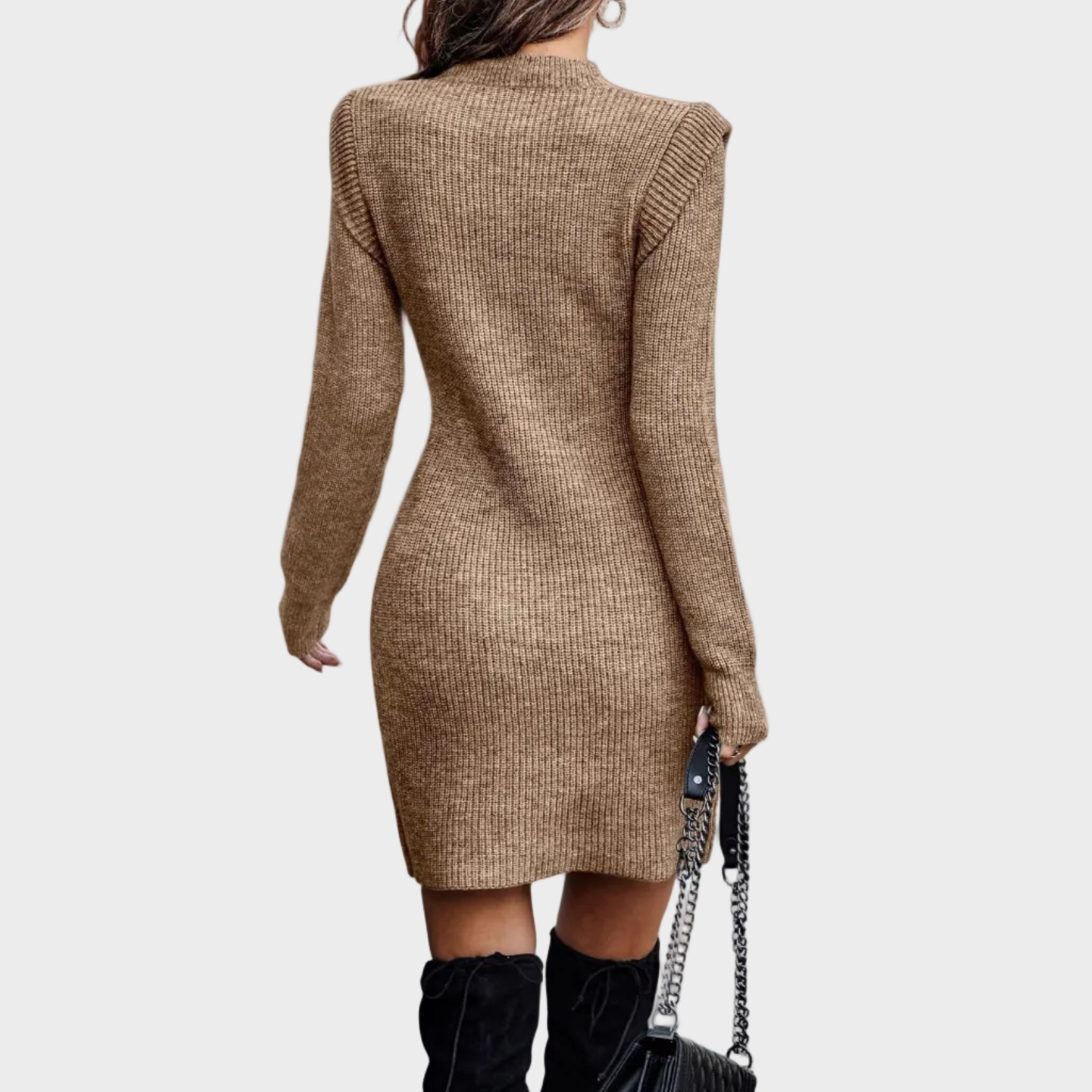 Maelis | Ribbed Knit Shoulder-Detail Dress