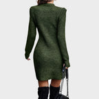 Maelis | Ribbed Knit Shoulder-Detail Dress