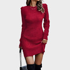 Maelis | Ribbed Knit Shoulder-Detail Dress
